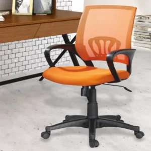 SEDIA ARANCIONE CON ROTELLE DA UFFICIO