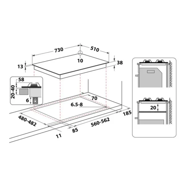 PIANO COTTURA 5 FUOCHI WHIRPOOL AKR357/IX - immagine 3