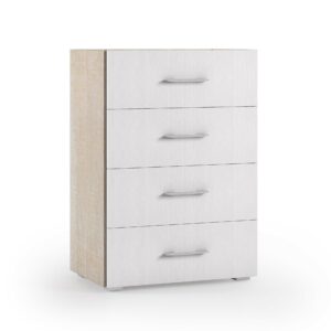CASSETTIERA ROVERE E BIANCA CON 4 CASSETTI
