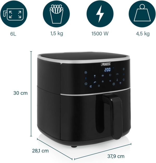 FRIGGITRICE AD ARIA PRINCESS 6 LITRI 1500 WATT 01.182244.01.0001 - immagine 3