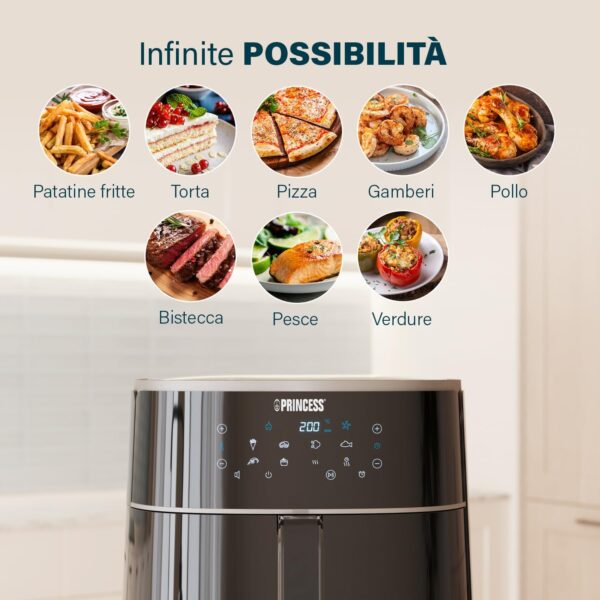 FRIGGITRICE AD ARIA PRINCESS 6 LITRI 1500 WATT 01.182244.01.0001 - immagine 5