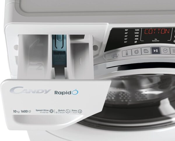 LAVATRICE CANDY RAPID0' 10 KG 1600 GIRI RO16106DWMCT/1-S - immagine 4
