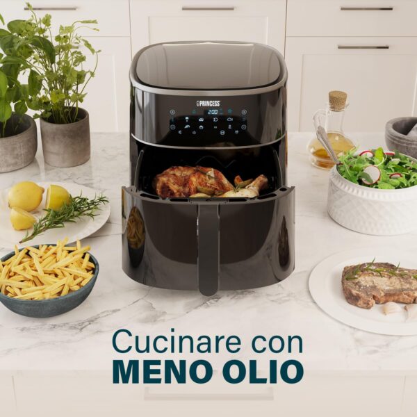 FRIGGITRICE AD ARIA PRINCESS 6 LITRI 1500 WATT 01.182244.01.0001 - immagine 6