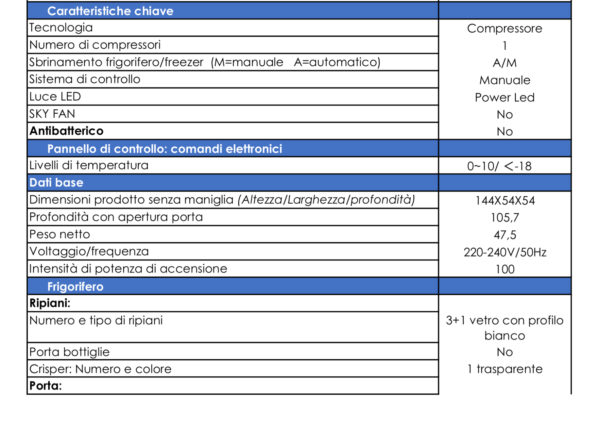 FRIGORIFERO AD INCASSO ZEROWATT MOD: ZMDD 14F - immagine 3
