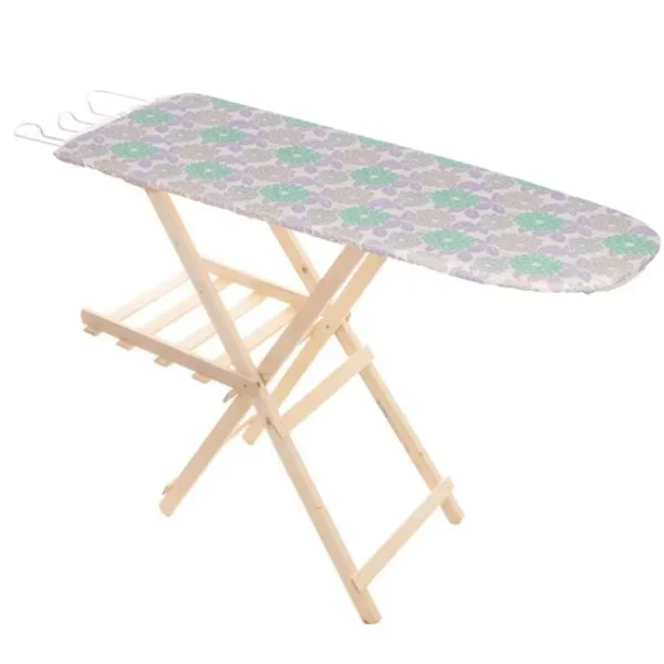 ASSE DA STIRO IN LEGNO CM 35X120 CON POGGIAFERRO COLORE CHIARO - immagine 3