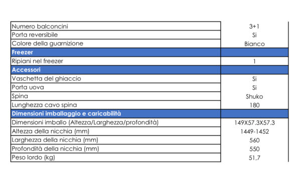 FRIGORIFERO AD INCASSO ZEROWATT MOD: ZMDD 14F - immagine 4
