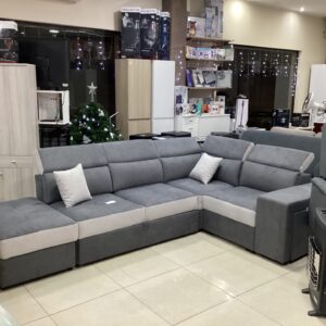 DIVANO ANGOLARE BOB CON LETTO ESTRAIBILE - CONTENITORE E 2 POUF ENJOY 23/20