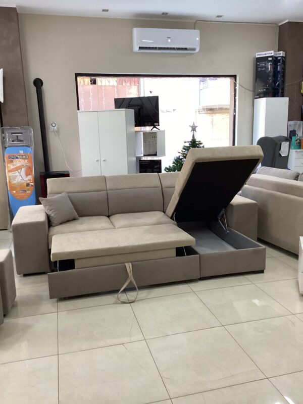 DIVANO BOB CON PENISOLA CONTENITORE - LETTO ETSRAIBILE E 2 POUF ENJOY 2/3 - immagine 4