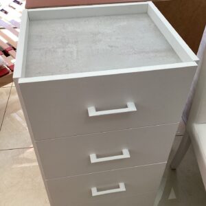 CASSETTIERA BIANCA E CEMENTO CON 4 CASSETTI