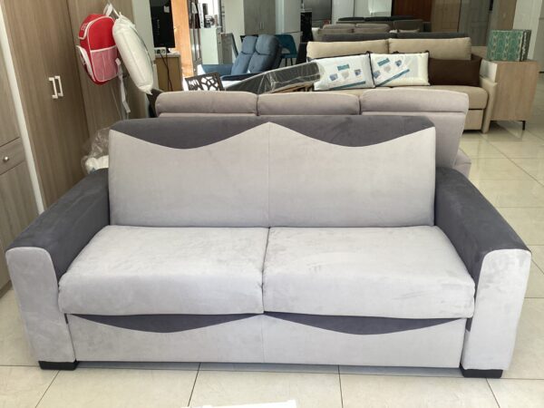 DIVANO 3 POSTI LETTO RIBALTONE MODELLO SMART  APULIASOFA' GHIACCIO/GRIGIO