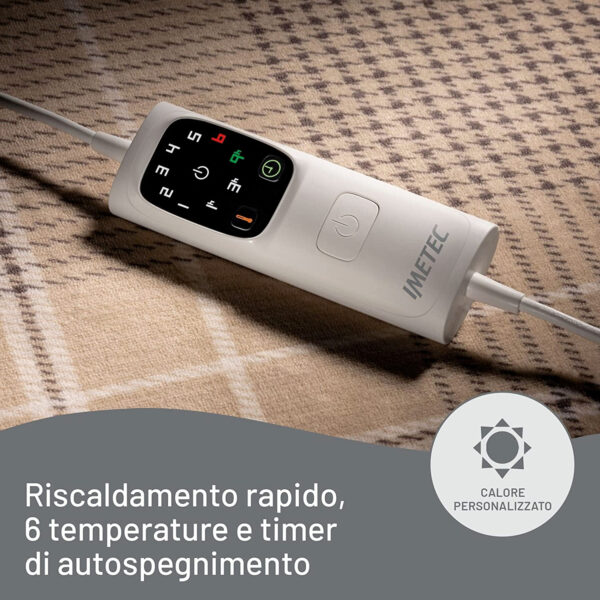 IMETEC ADAPTO ELEGANCE PLAID RISCALDABILE COPERTA ELETTRICA 180 X 140CM - immagine 3