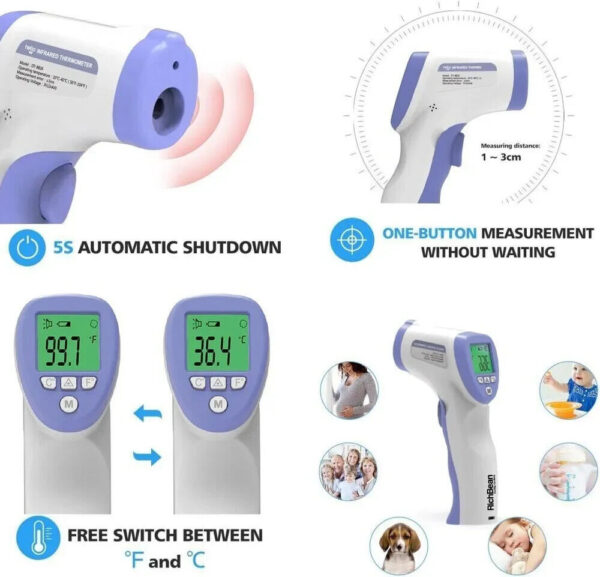 TERMOMETRO ELETTRONICO  LASER INFRAROSSI TRICOLOR DT-8826 - immagine 5