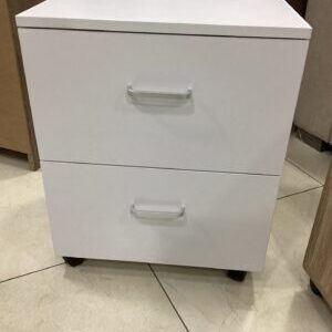COMODINO CON 2 CASSETTI E RUOTE BIANCO