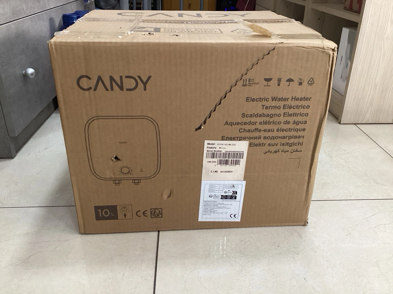 Candy (Mod. CS10V USINK EU) – Scaldabagno Elettrico Compatto 10 Litri, Installazione Sottolavello