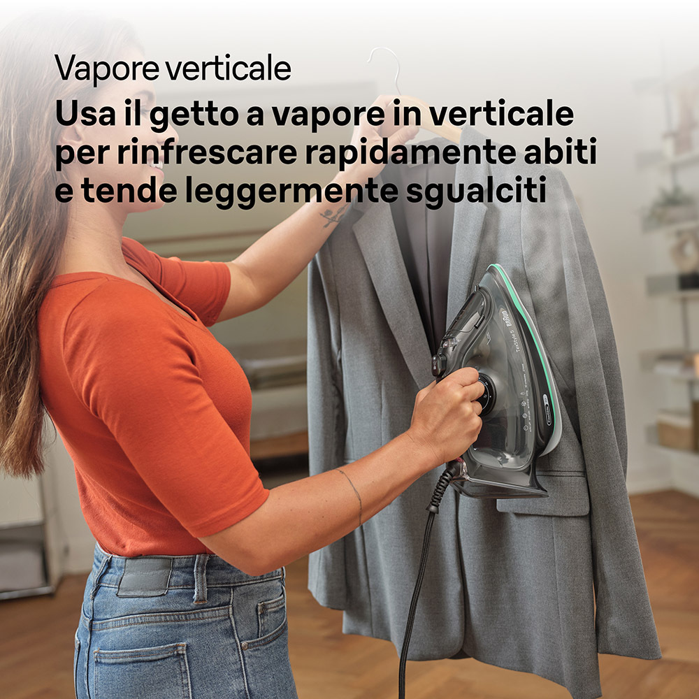 Braun TexStyle 5 (Mod. SI5277GR) – Ferro da Stiro a Vapore 2700W, Piastra FreeGlide 3D, Colpo Vapore 220g/min, Auto-Spegnimento, Nero/Verde - immagine 8