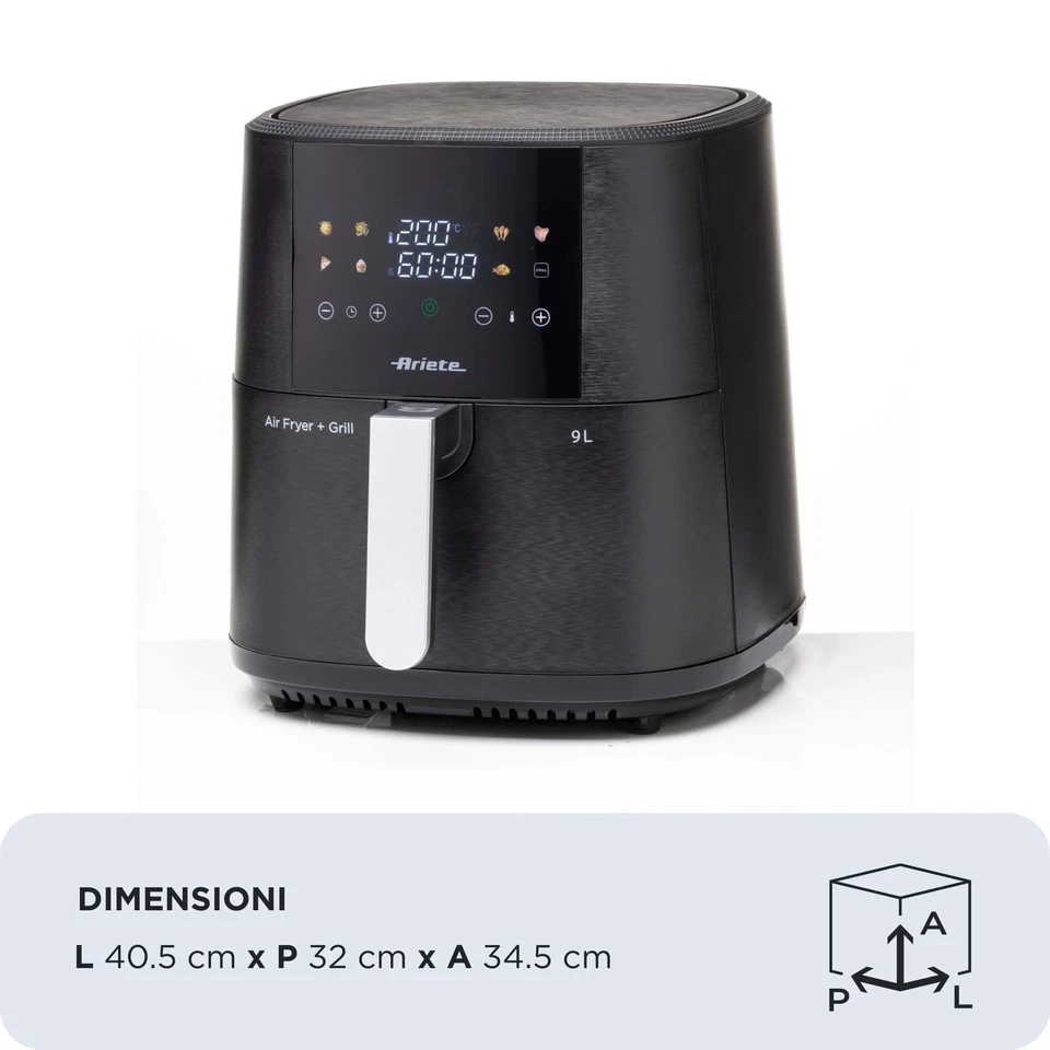 Ariete Airy Fryer 9L (Mod. 4630) – Friggitrice ad Aria XXL 1500W, Manico Acciaio - immagine 2