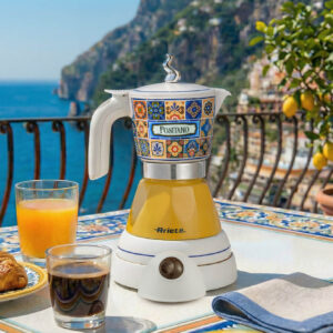 Ariete Moka Aroma Positano (Mod. 1358A) – Moka Elettrica Cordless 2/4 Tazze, 400W, Mantenimento Temperatura 30 Minuti, Spegnimento Automatico
