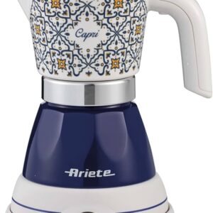 Ariete Moka Aroma Capri (Mod. 1358A) – Moka Elettrica Cordless 2/4 Tazze, 400W, Mantenimento Temperatura 30 Minuti, Spegnimento Automatico