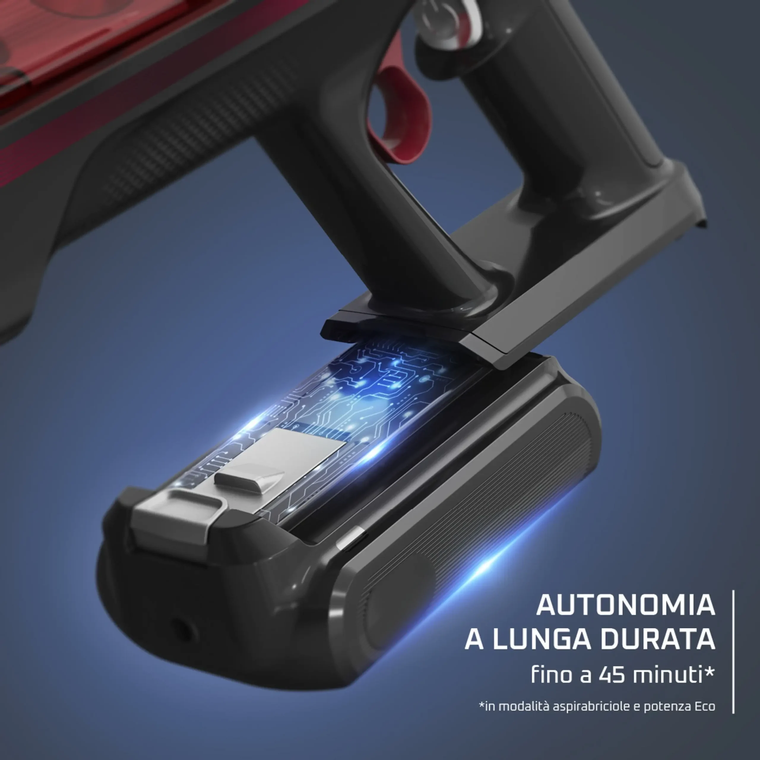 Rowenta (Mod. RH2087) – Scopa Ricaricabile Senza Filo, Potenza 250W, Autonomia fino a 45 Minuti, Contenitore 0,44 Litri, Acciaio e Rosso - immagine 6