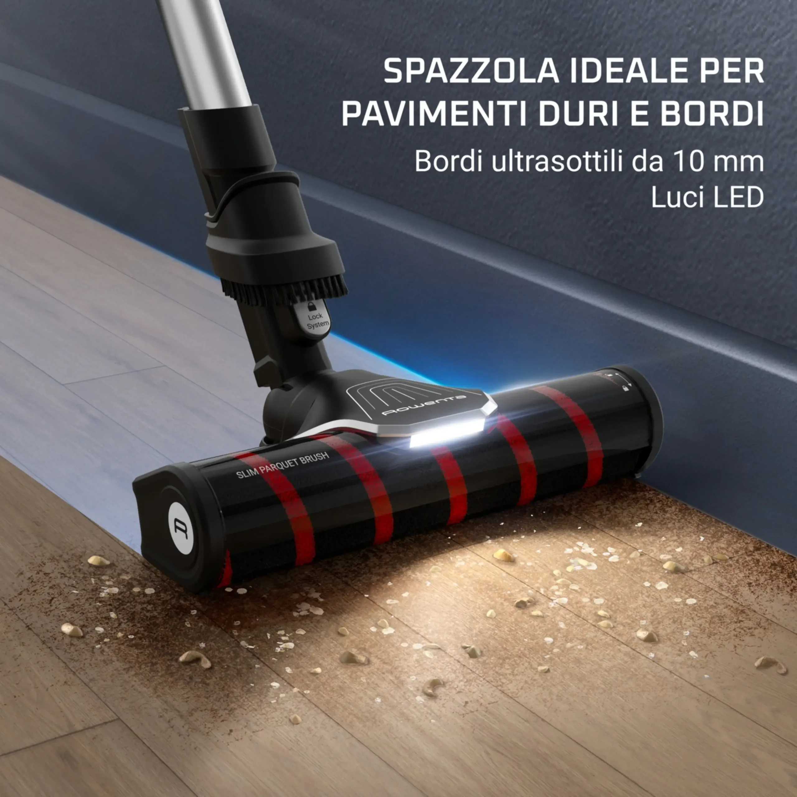 Rowenta (Mod. RH2087) – Scopa Ricaricabile Senza Filo, Potenza 250W, Autonomia fino a 45 Minuti, Contenitore 0,44 Litri, Acciaio e Rosso - immagine 4