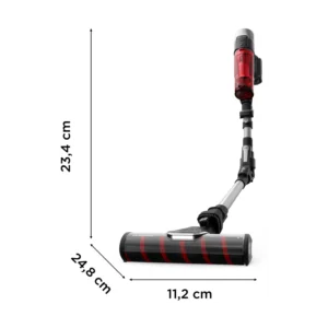Rowenta (Mod. RH2087) – Scopa Ricaricabile Senza Filo, Potenza 250W, Autonomia fino a 45 Minuti, Contenitore 0,44 Litri, Acciaio e Rosso