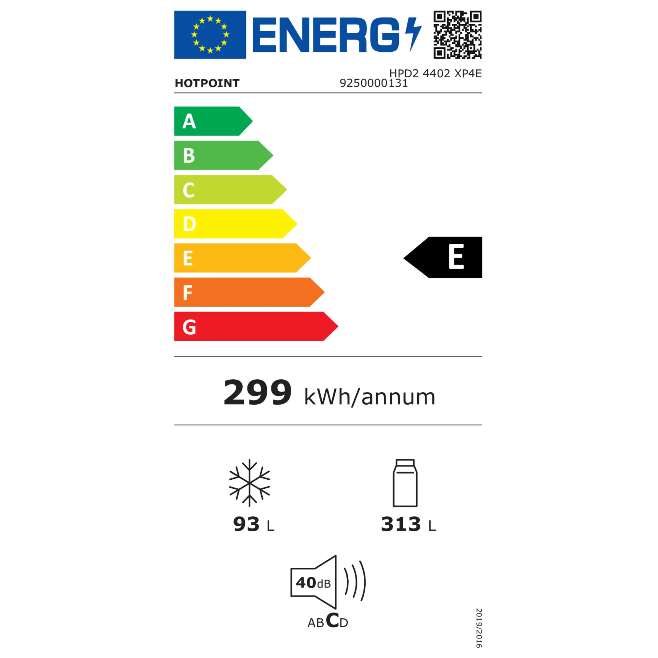 Hotpoint (Mod. HPD2 4402 XP4E) – Frigorifero Combinato 70 cm, 406 Litri, Total No Frost, Inverter, Display Touch, Classe E - immagine 3
