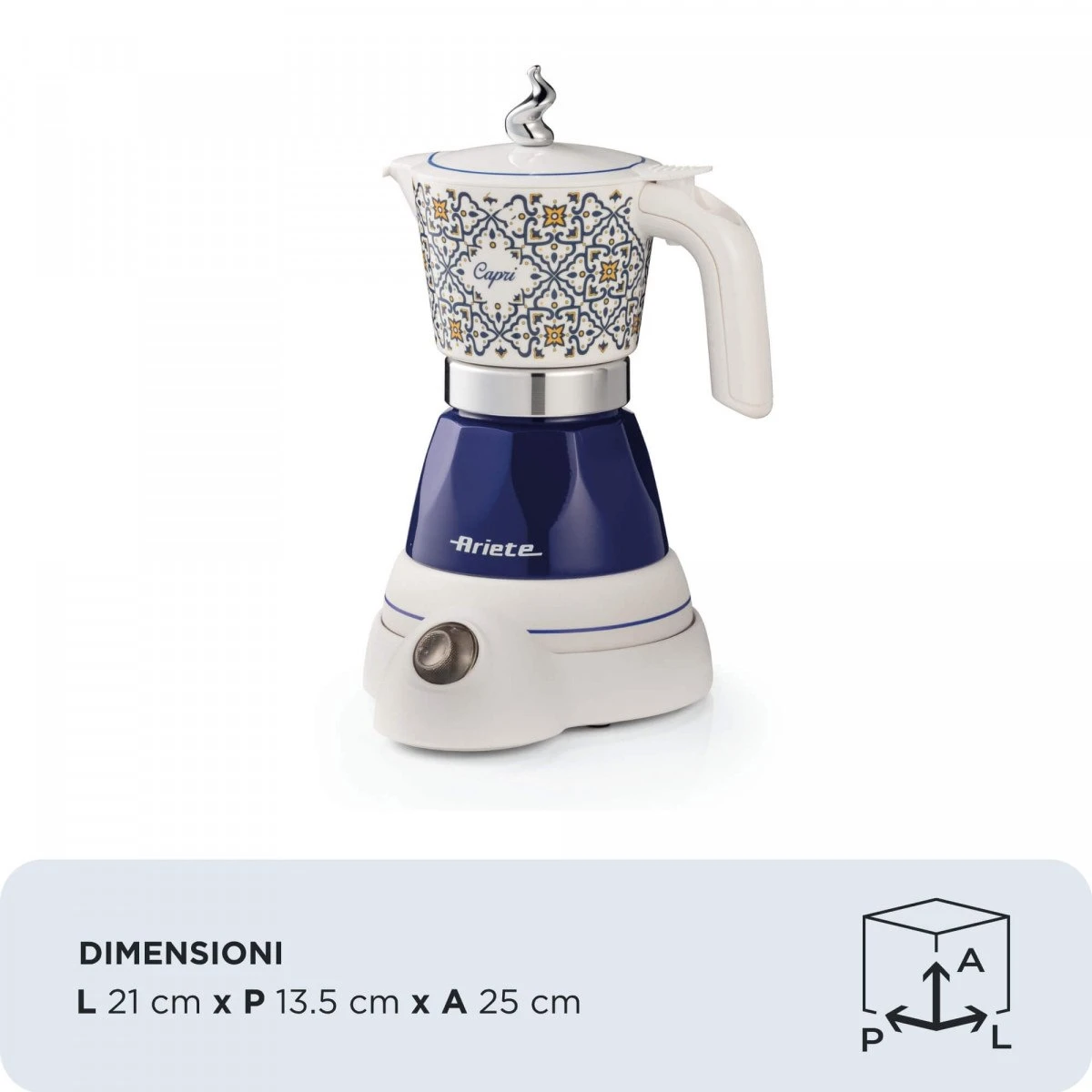 Ariete Moka Aroma Capri (Mod. 1358A) – Moka Elettrica Cordless 2/4 Tazze, 400W, Mantenimento Temperatura 30 Minuti, Spegnimento Automatico - immagine 3